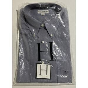 Vtg Mens Hathaway Classic Oxford Shirt Button Collar Blue 16.5-33 Union Made USA